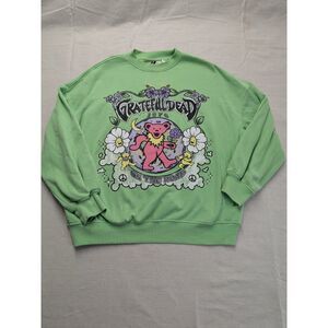 Hippie Boho Oversized S Grateful Dead 1976 On The Road Green Graphic Sweatshirt